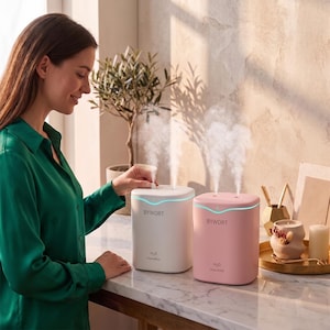Humidificador de doble niebla de 2000 ml, difusor de aroma silencioso, compatible con aceites esenciales USB, decoración para dormitorio y oficina.