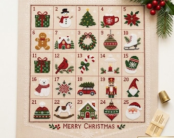 Christmas Countdown Calendar Cross Stitch Pattern PDF