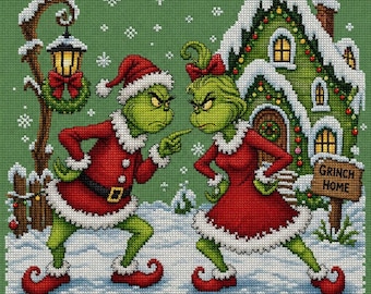 Grinch Couple Cross Stitch Pattern PDF