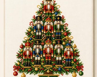 Nutcracker Christmas Tree Cross Stitch Pattern PDF