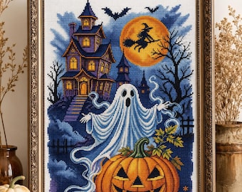 Halloween Ghost Cross Stitch Pattern PDF