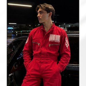 Red Utility Jumpsuit - Etsy