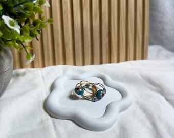 Floral Bead Wire Wrap Ring