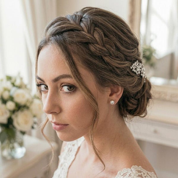 Silver Bridal Hair Comb | Crystal Leaf Wedding Hairpiece | Rhinestone Floral Hair Clip | Bridal Updo Accessory | Wedding Gift for Bride