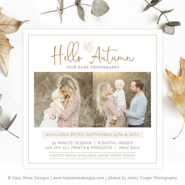 Fall Mini Session Template | Autumn Mini Session Flyer Template | Mini Session Photography Template | Mini Session Template Instagram AD269