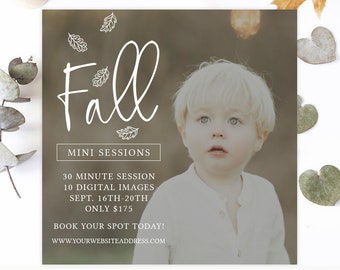 Fall Mini Session Template | Autumn Mini Session Flyer Template | Mini Session Photography Template | Mini Session Template Instagram AD268