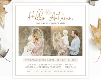 Fall Mini Session Template | Autumn Mini Session Flyer Template | Mini Session Photography Template | Mini Session Template Instagram AD269