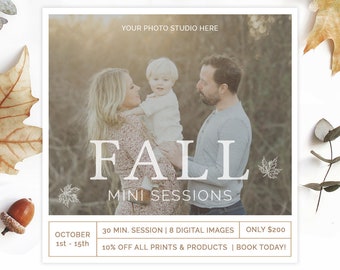 Fall Mini Session Template | Autumn Mini Session Flyer Template | Mini Session Photography Template | Mini Session Template Instagram AD273
