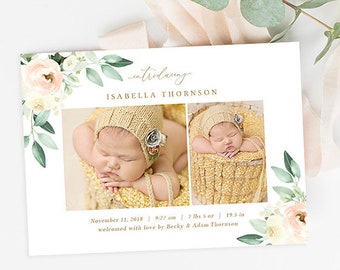 birth announcement template etsy birth announcement template