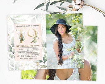 Graduation Announcement Template Girl | Graduation Invitation Template Printable |  Floral Graduation Card Template | Instant Download GD179