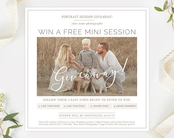 Photography Giveaway Template, Photography Marketing Template Photoshop, Mini Session Template, Photography Advertising Template Organic