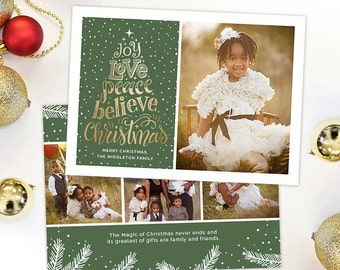 Christmas Card Template for Photographers, Christmas Photo Card Template for Photoshop, Holiday Card Templates, Photography Templates HC306