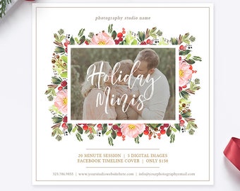 Holiday Mini Session Template, Christmas Photography Marketing Template, Marketing Board, Advertisement Template, Photoshop Templates AD242