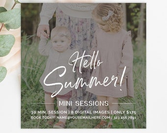 Summer Mini Session Template, Summer Mini Portrait Session, Mini Session Photography, Marketing Board, Social Media Advertisement AD262