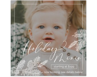 Holiday Mini Session Template, Christmas Photography Marketing Template, Marketing Board, Advertisement Template, Photoshop Templates AD294