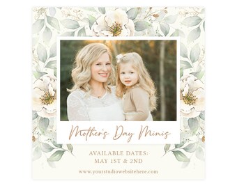 Photography Templates Mother's Day, Mom & Me Mini Session Template for Photographers, Mothers Day Template Photoshop Digital AD289