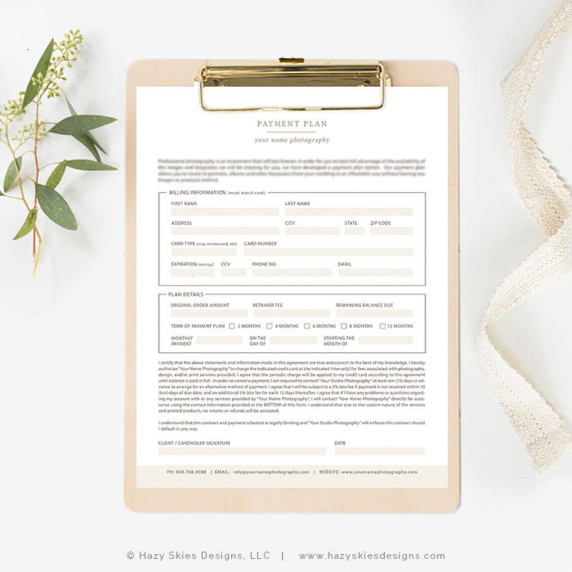 Photography Forms Photography Contract Order Form Invoice | Etsy