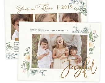 Year in Review Christmas Card Template, Digital Holiday Photo Card Template, Photography Christmas Card Templates for Photoshop PSD HC343