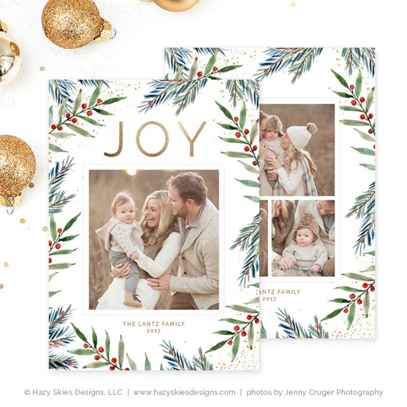 Christmas Photo Card, Christmas Card Template, Christmas Photography Template, Christmas Card Printable, Holiday Photo Cards HC320 