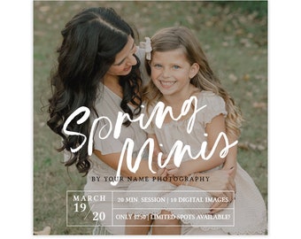 Spring Mini Session Template, Spring Photography Marketing Templates, Marketing Board, Social Media Advertisement Template Photoshop AD299