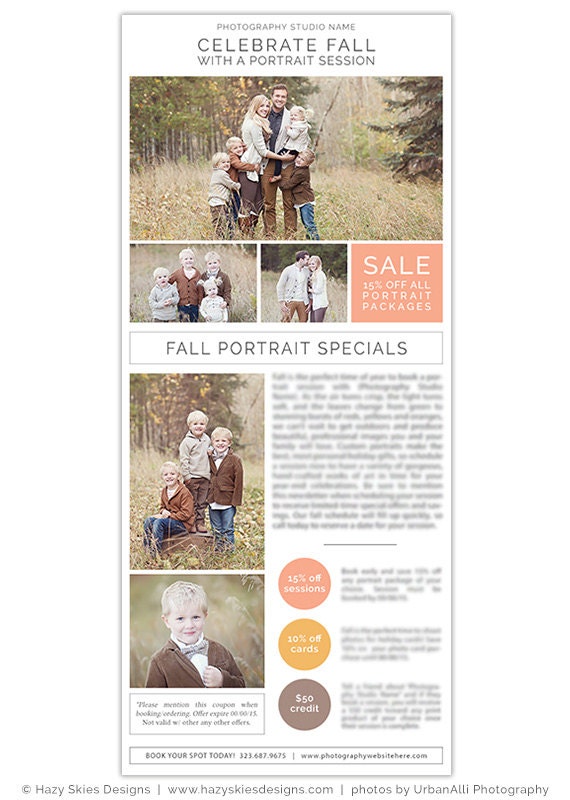 digital fall newsletter template for photographers fall photography marketing template photography templates advertisement nws110 fall newsletter template