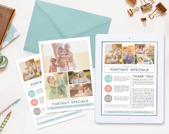 Photography Studio Newsletter Template, Photography Marketing Templates - Portrait Specials NWS107