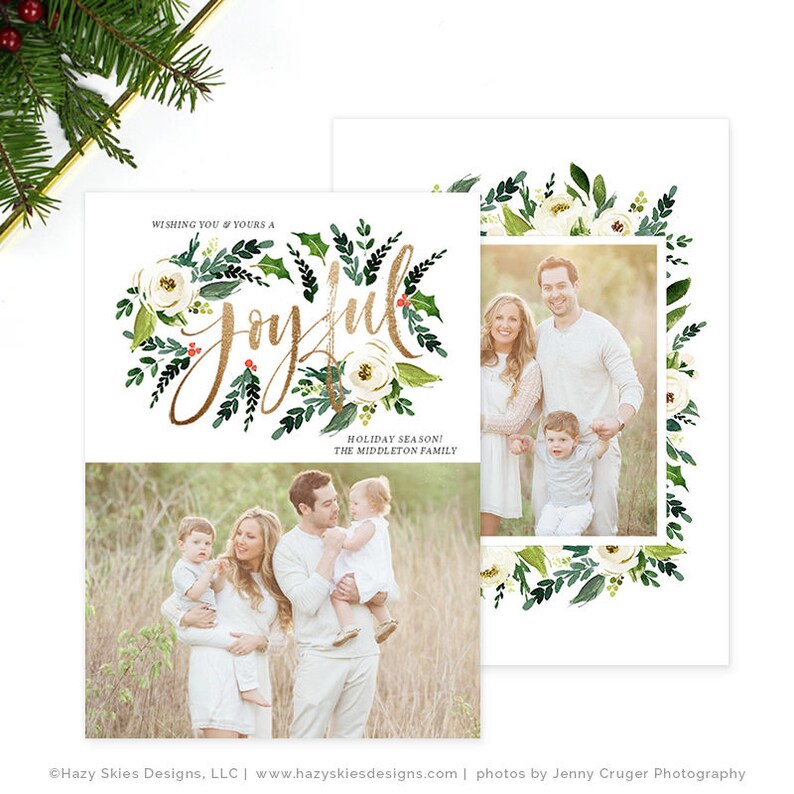 Christmas Photo Card, Christmas Card Template, Christmas Photography Template, Christmas Card Printable, Holiday Photo Cards HC314 image 1