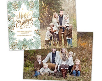 Christmas Card Template for Photographers, Christmas Photo Card Template for Photoshop, Holiday Card Templates, Photography Templates HC265