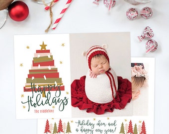 Christmas Card Template for Photographers, Christmas Card Template for Photoshop, Holiday Card Template, Christmas Card Digital HC289