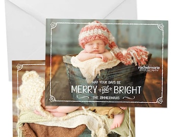 Christmas Card Template for Photographers, Christmas Card Templates for Photoshop, Holiday Card Templates, Photography Templates - HC246