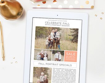 Digital Fall Newsletter Template for Photographers, Fall Photography Marketing Template, Photography Templates, Advertisement - NWS110