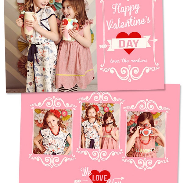 Valentine's Day Card Template for Photographers Valentines Day Photo Card Photoshop Card Template - VD103