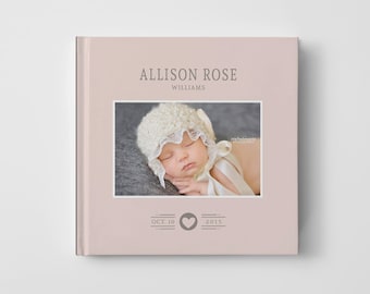 Photo Book Cover Template for Photographers, Baby Book Templates for Girls, Baby Photo Book Cover Template, Newborn Templates - BC108