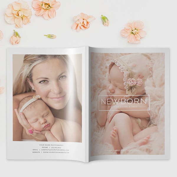 Newborn Photography Magazine Template, Photography Magazine Template for Photoshop, Digital Magazine Template - NM102