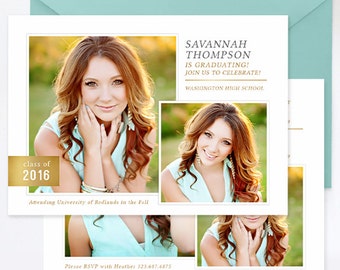 Senior Graduation Announcement Card Template for Photographers - Etsy