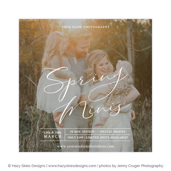 Photography Mini Session Template for Spring, Mini Session Flyer Template, Photography Template, Photoshop Templates for Photographers AD284