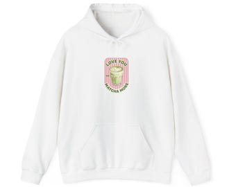 Matcha Mug Graphic Hoodie | matcha aesthetic, cafecore green pink