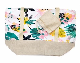 Personalized beach bag, organza bags, bachelorette party gift, raffia beach bag for her, beach trips