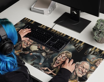 Large Rock Band Gaming Desk Mat, Non-Slip Rubber Base, Smooth Precision Tracking, Durable Stitched Edges
