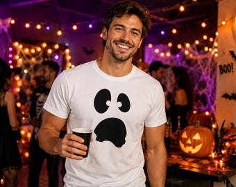 Halloween Ghost T-Shirt,Cute Ghost Halloween T-Shirt, Funny Spooky Season Tee, Minimalist Ghost Shirt, Unisex Ghost Shirt
