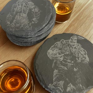 Gears of War Locust | Laser Engraved Slate Coasters | Gaming Room Decor Set bild 12