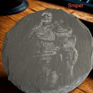 Gears of War Locust | Laser Engraved Slate Coasters | Gaming Room Decor Set bild 10
