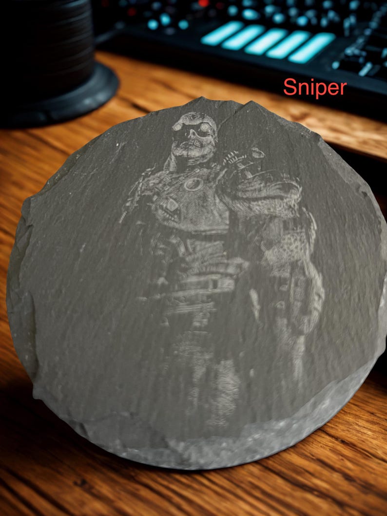 Gears of War Locust | Laser Engraved Slate Coasters | Gaming Room Decor Set bild 10