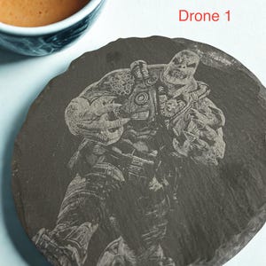 Gears of War Locust | Laser Engraved Slate Coasters | Gaming Room Decor Set bild 8