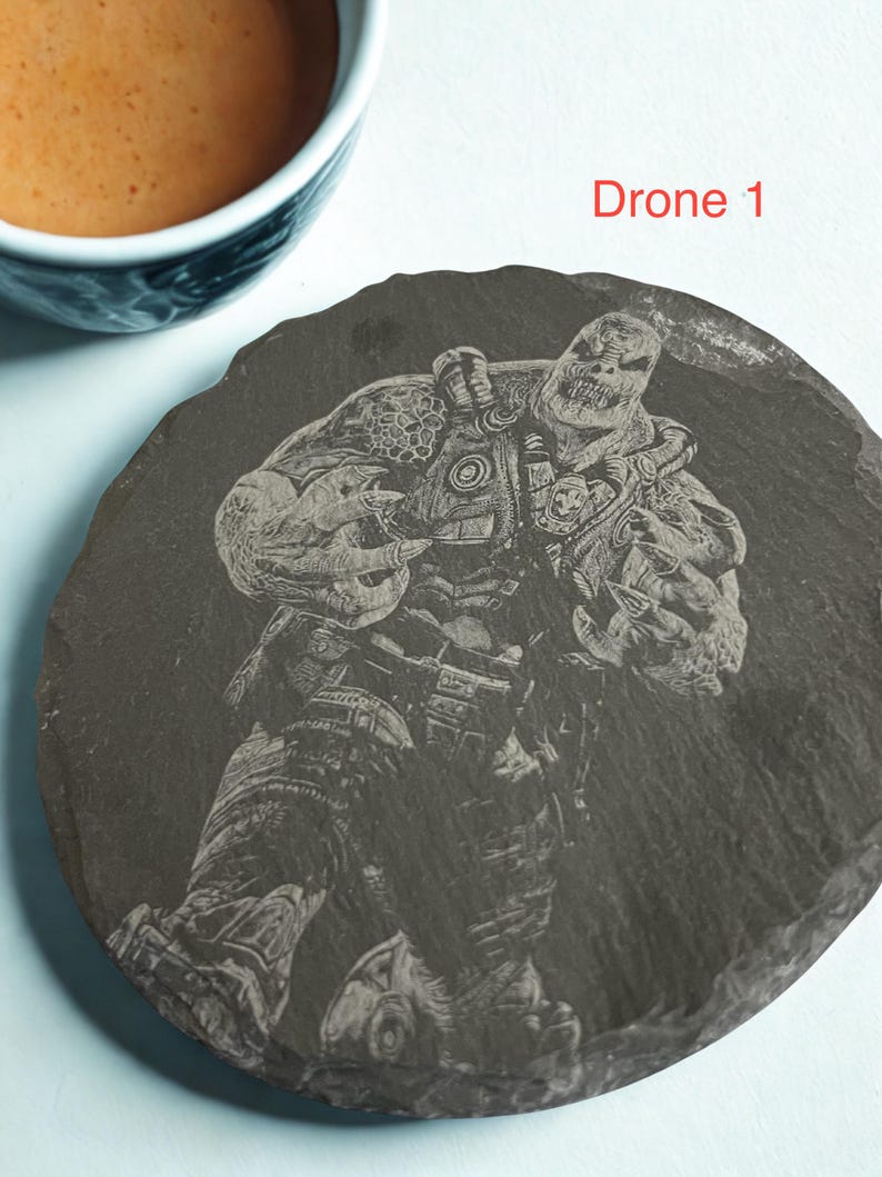 Gears of War Locust | Laser Engraved Slate Coasters | Gaming Room Decor Set bild 8