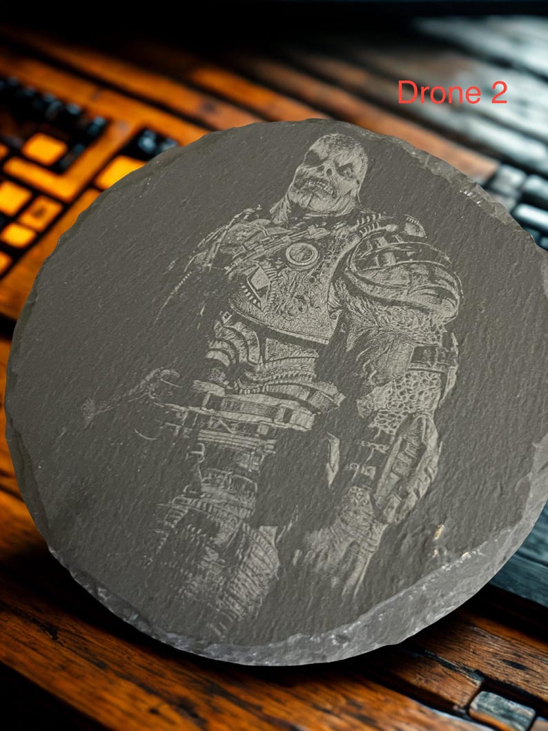 Gears of War Locust | Laser Engraved Slate Coasters | Gaming Room Decor Set bild 9