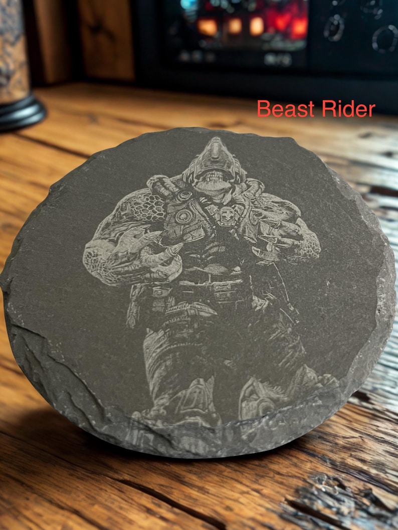 Gears of War Locust | Laser Engraved Slate Coasters | Gaming Room Decor Set bild 7