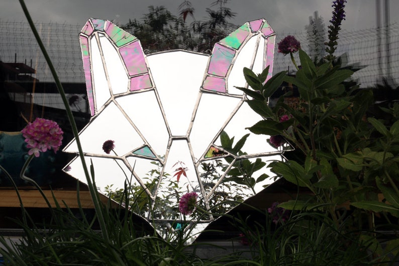 Geometric Fox Mirror Stained Glass Image 0
