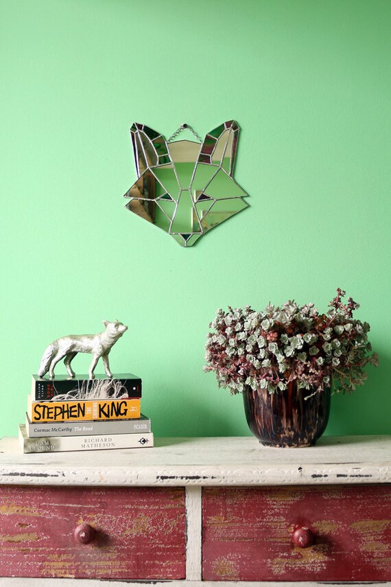 Geometric Fox Mirror Stained Glass