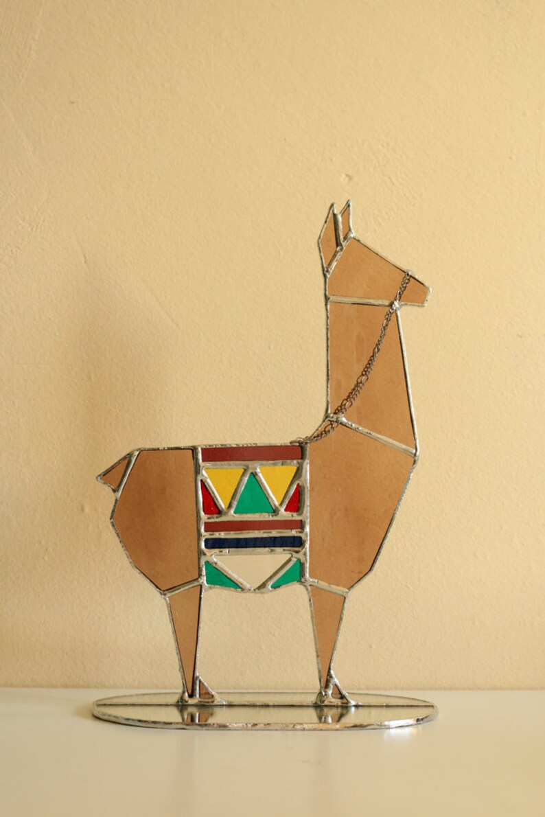 Stained Glass Llama sculpture Etsy